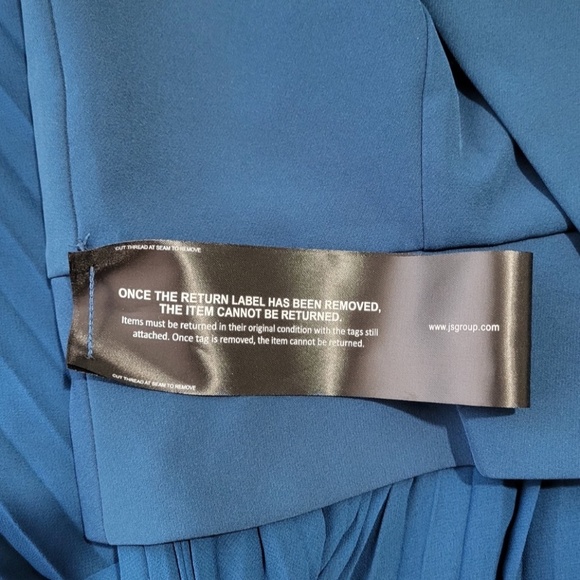 Unworn Kay Unger Orella Pleated Mixed Media Cocktail Dress in Ink - Picture 10 of 10